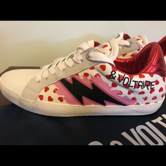 NEW🌟Zadig et Voltaire Coeur Leather Sneakers - Picture 2 of 5